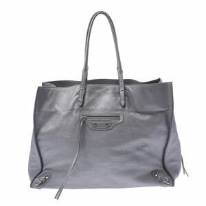 BALENCIAGA The Paper Metallic Gray Calfskin Tote Bag